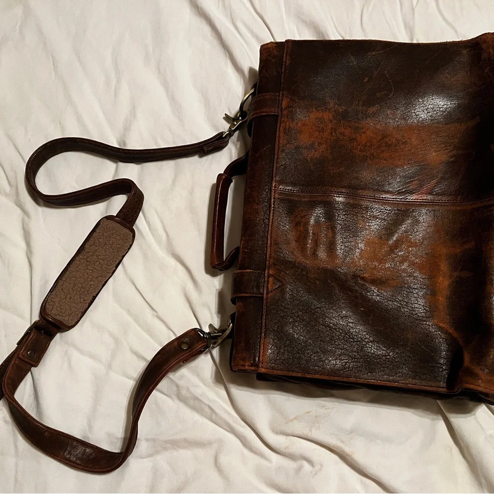 Leather briefcase; purchased from A.G. Russell knives company.